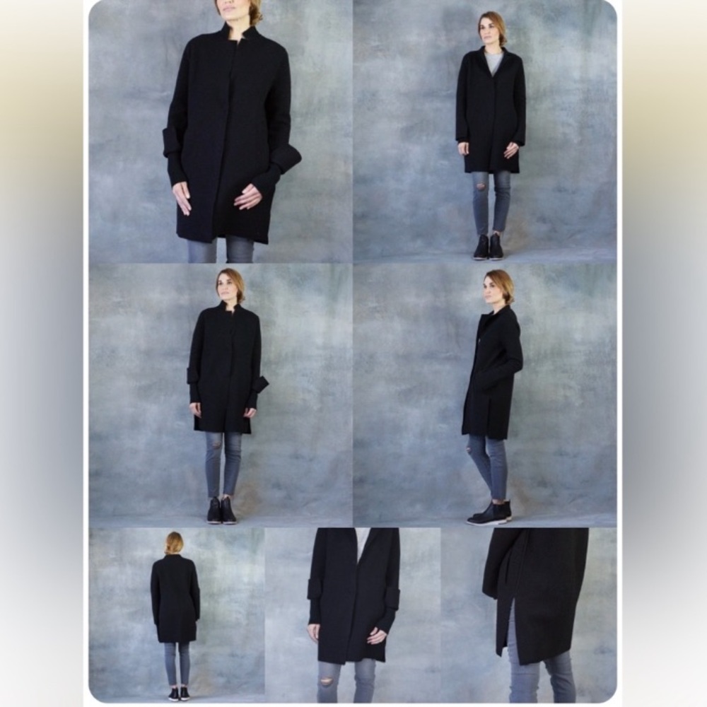 Line the Label black coat size small wool blend lightweight classic quiet luxury